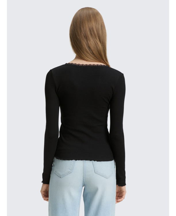 Shirt met lange randen en randen