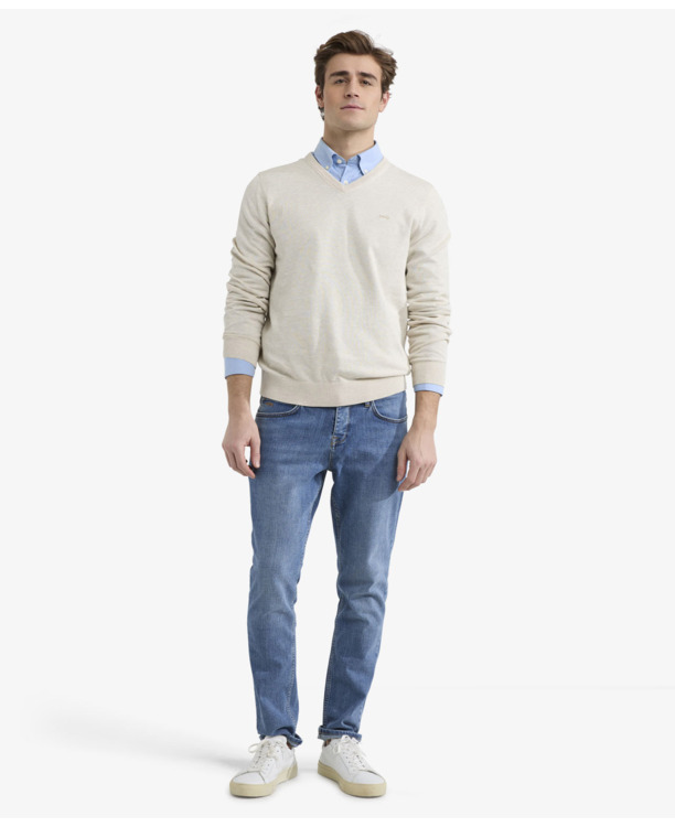 V-Neck Sweater 100% Cotton Heren