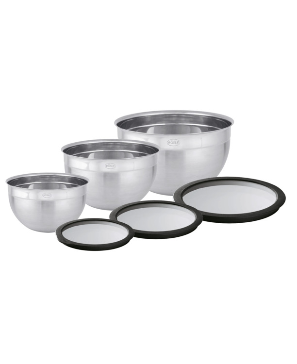 Schüssel-Set 6-tlg. mit Frischhaltedeckeln aus Glas (Ø 8, 12, 16 cm)