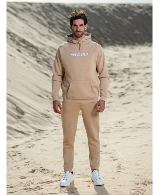 Heren Print Hoodie Zand Sand