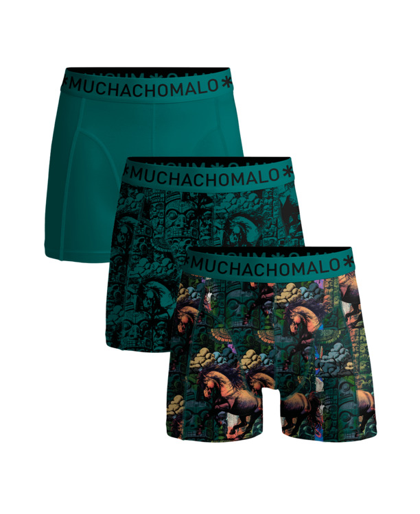 Jongens 3-Pack Boxershorts Print/Print/Effen Print/Print/Green
