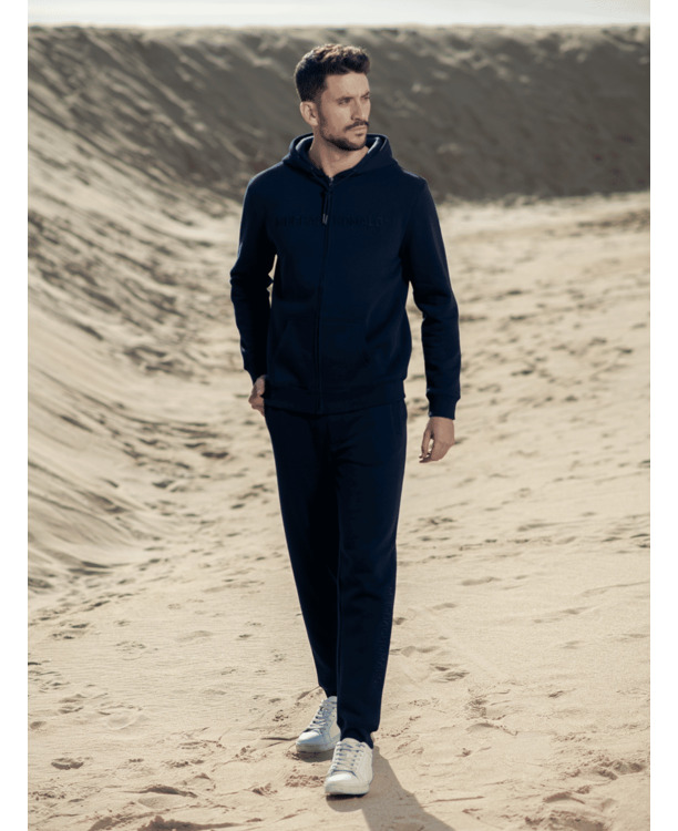 Heren Borduurwerk Rits Vest Marineblauw Navy