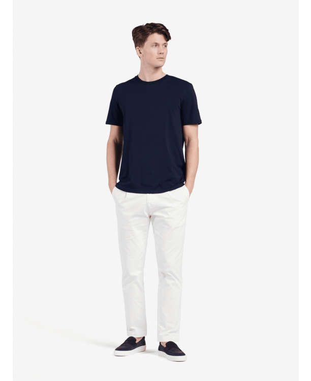 No Label Heren Broek Wit Langford Cotton-Stretch