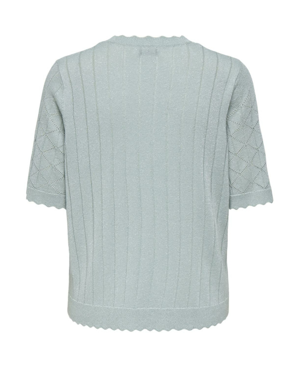 Regular Fit V-Neck Short Sleeves (S/S) Elegante gebreide top met V-hals en glitterdetail