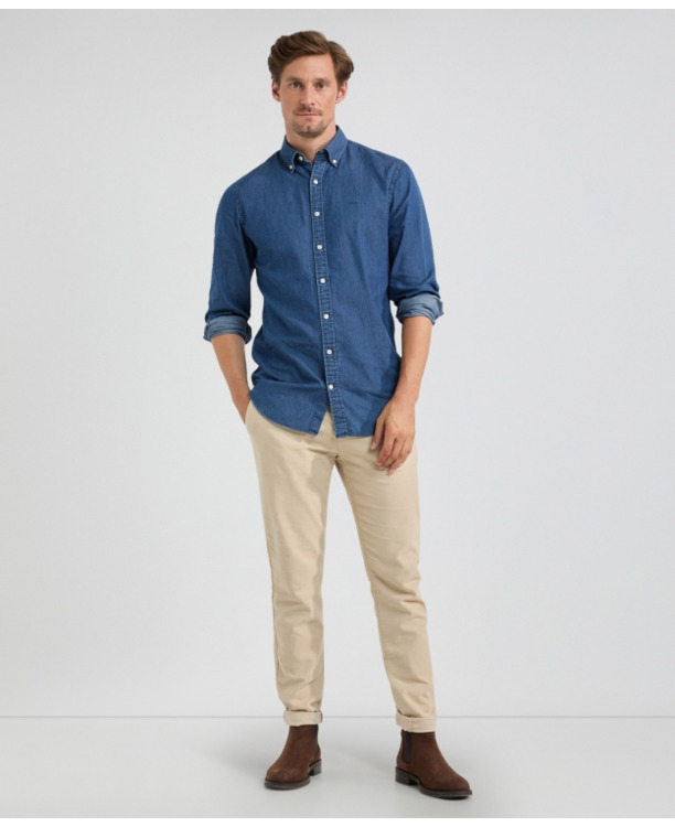 Chambray shirt 100% Cotton Heren