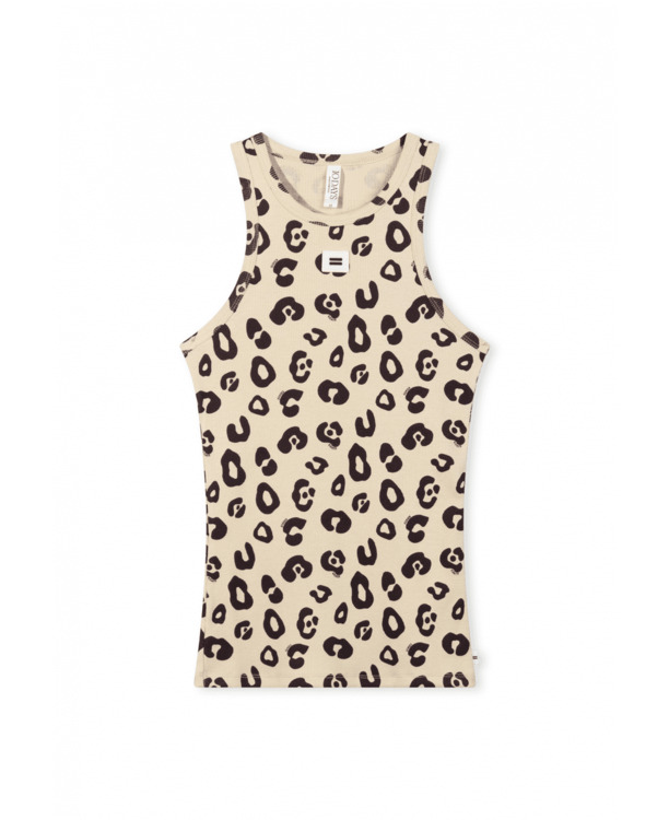 10DAYS Dames rib tanktop luipaard 100% biologisch katoen