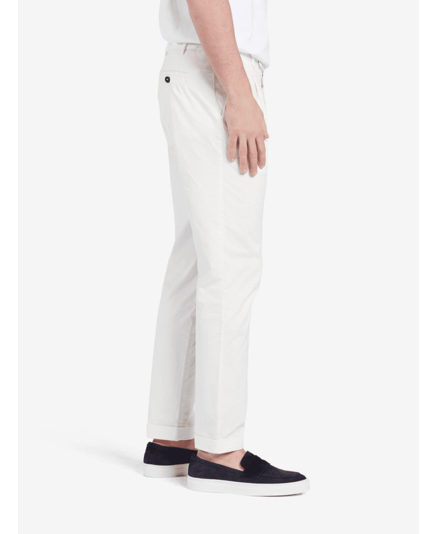No Label Heren Broek Wit Langford Cotton-Stretch