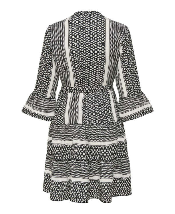 Regular Fit V-Neck 3/4 Sleeves (3/4) Korte jurk met V-hals en strikceintuur