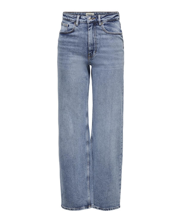 Wide Leg Fit Jeans met wijde pijpen en hoge taille en zakken aan de voorkant