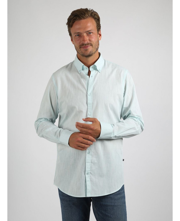 Suitable Overhemd Cotton Slub Lichtgroen