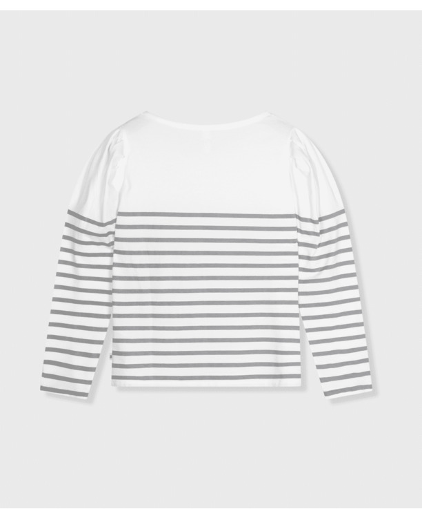 10DAYS Dames puff lange mouw gestreept t-shirt 100% biologisch katoen
