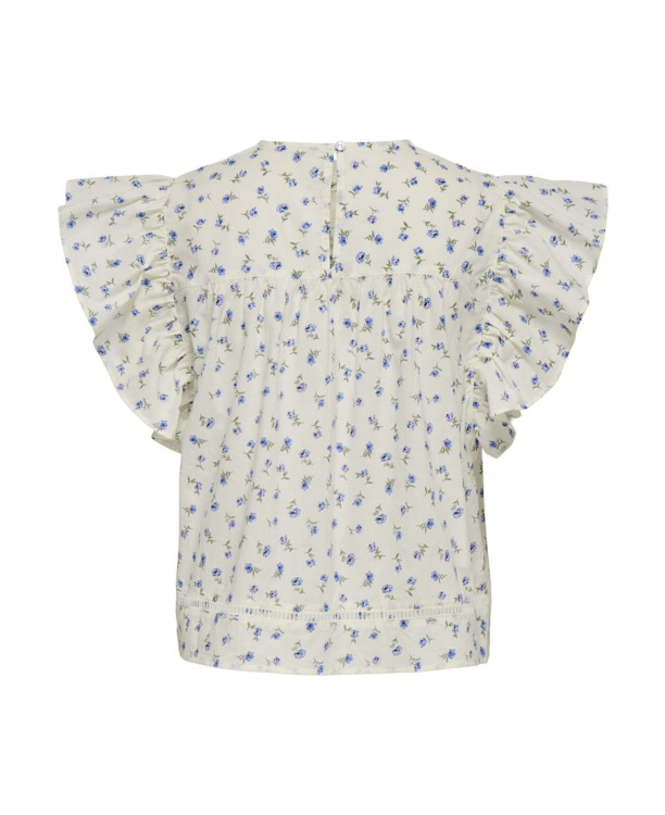 Regular Fit O-Neck Short Sleeves (S/S) Top met ruches en korte mouwen voor dagelijks gebruik