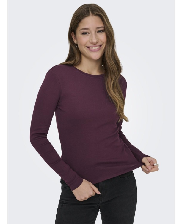 Tight Fit O-Neck Long Sleeves (L/S) Basic top met ronde hals en lange mouwen voor jeugdige vrouwen