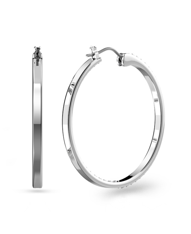 Sommerset Pierced Earrings Hoop OU Rhodium shiny Crystal