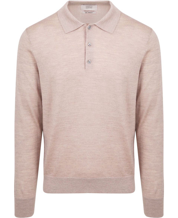 King Essentials The Robert Long Sleeve Poloshirt Merino Beige