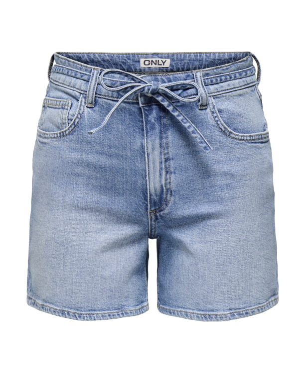 Regular Fit Denim short met middelhoge taille en riem inbegrepen