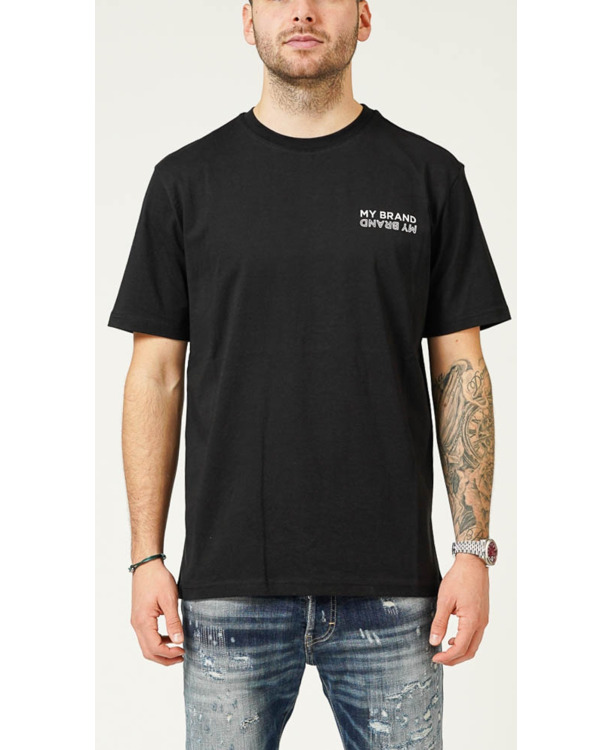 MY BRAND UPSIDE DOWN CHEST BLACK T-SHIRT