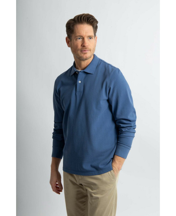 Steppin' Out Longsleeve Polo Piqué Classic Mid Blauw