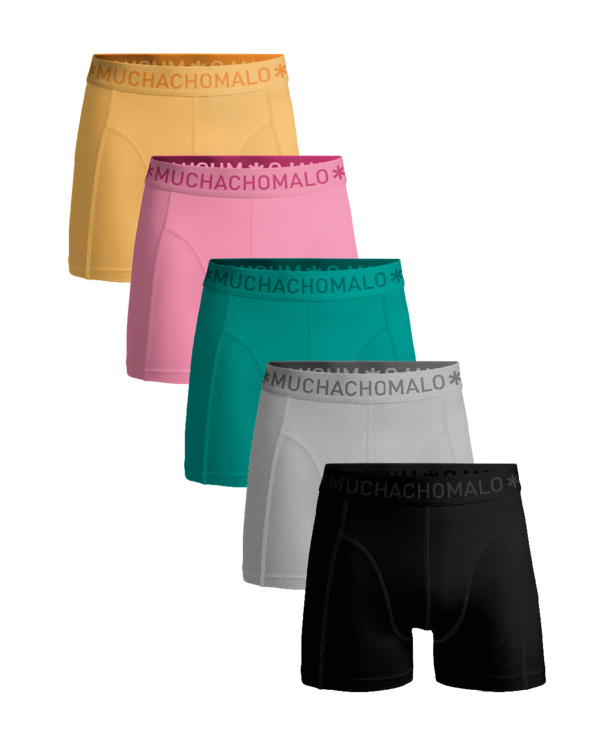 Heren 5-Pack Boxershorts Effen Black/Grey/Green/Pink/Orange