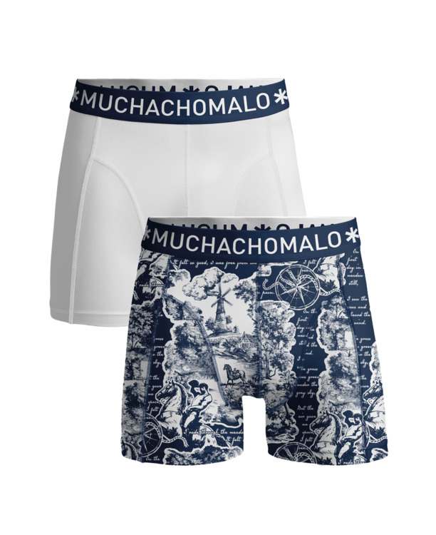 Heren 2-Pack Boxershorts Print/Effen Print/White