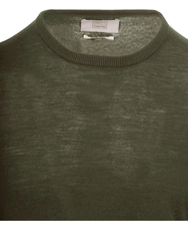 King Essentials The John Pullover Merino Army Groen
