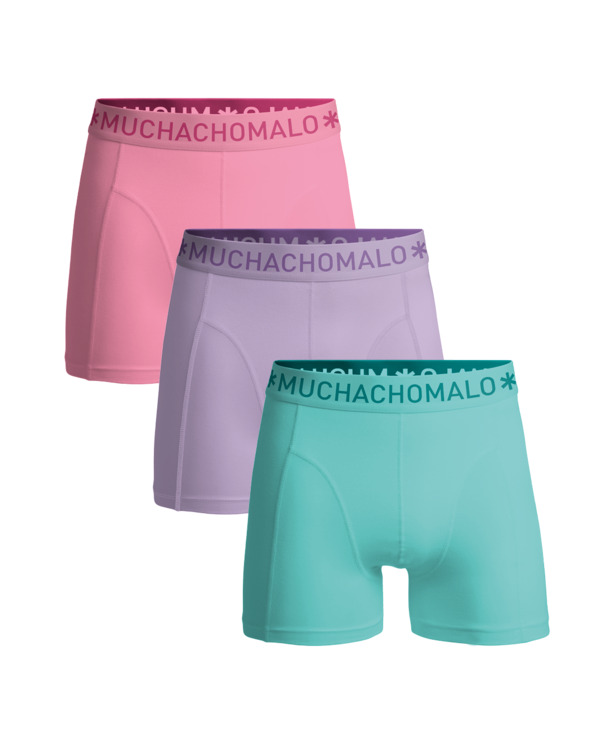 Heren 3-Pack Boxershorts Effen Blue/Purple/Pink