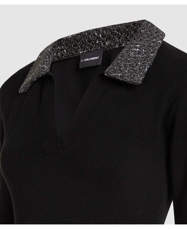 BOUCLE DETAIL KNIT DRESS