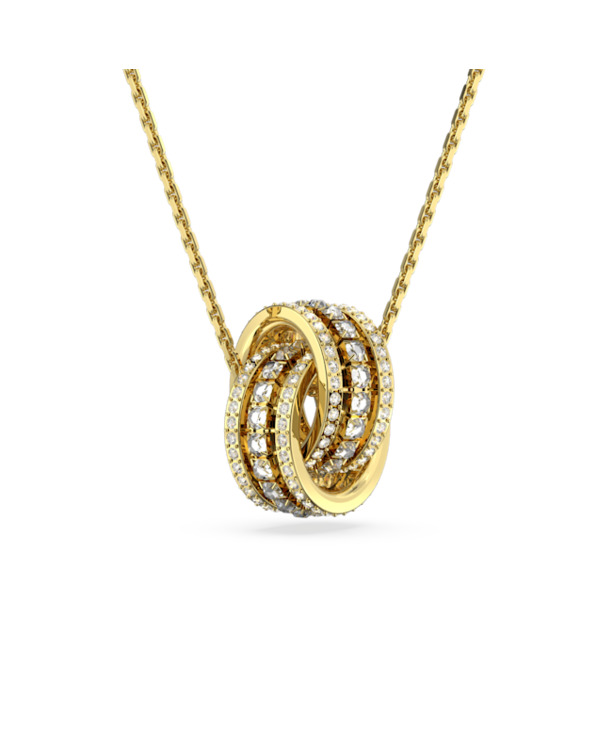 Hyperbola Spin Necklace Gold shiny White Crystal