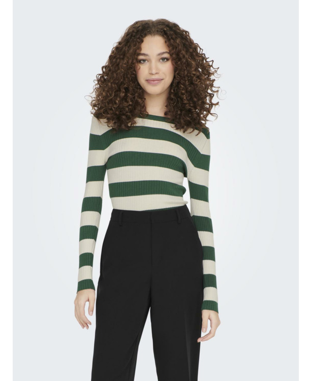 Rib Fit O-Neck Long Sleeves (L/S) Geribbelde viscose mix trui