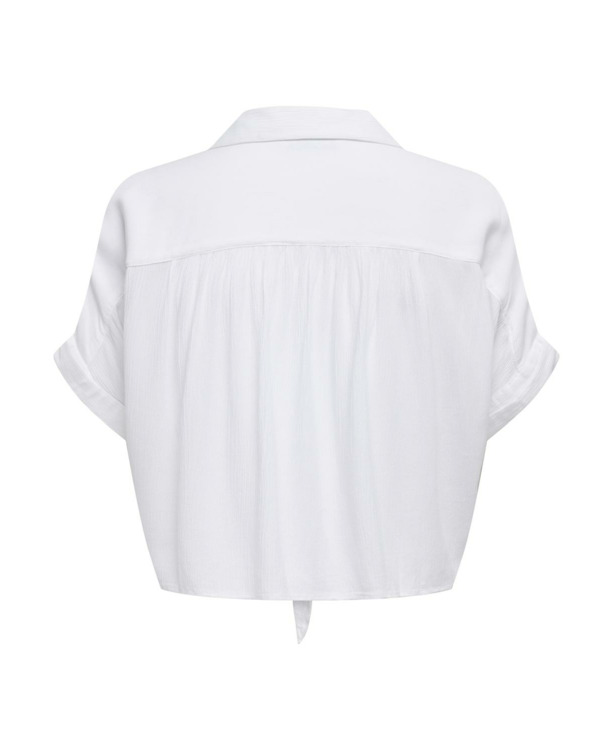 Regular Fit Shirt Collar Short Sleeves (S/S) Cropped vrouwelijk overhemd met knoopdetail