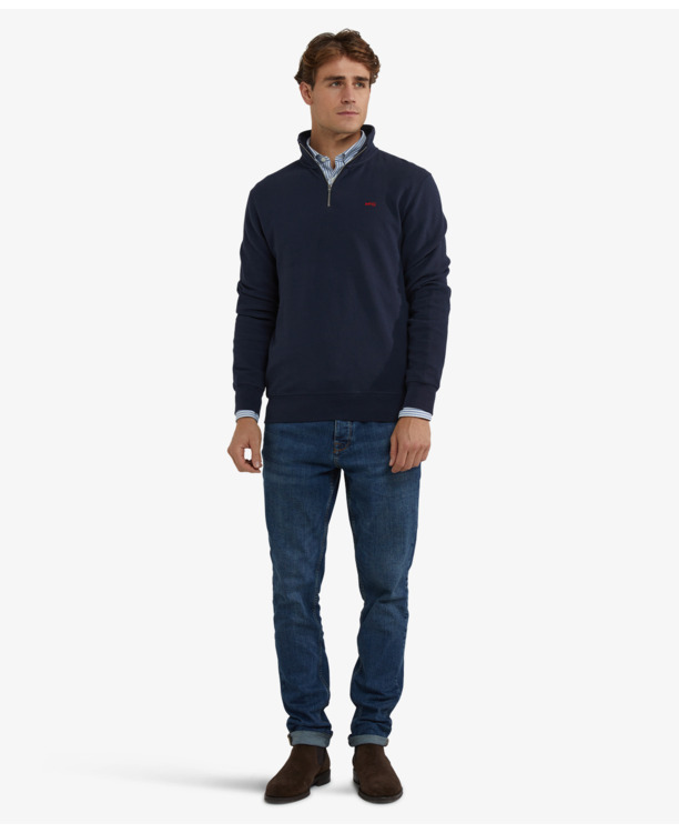 Ribbed Zip Mock sweatshirt 100% Cotton Heren