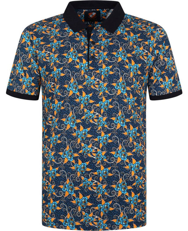 Suitable Polo Bloemen Donkerblauw