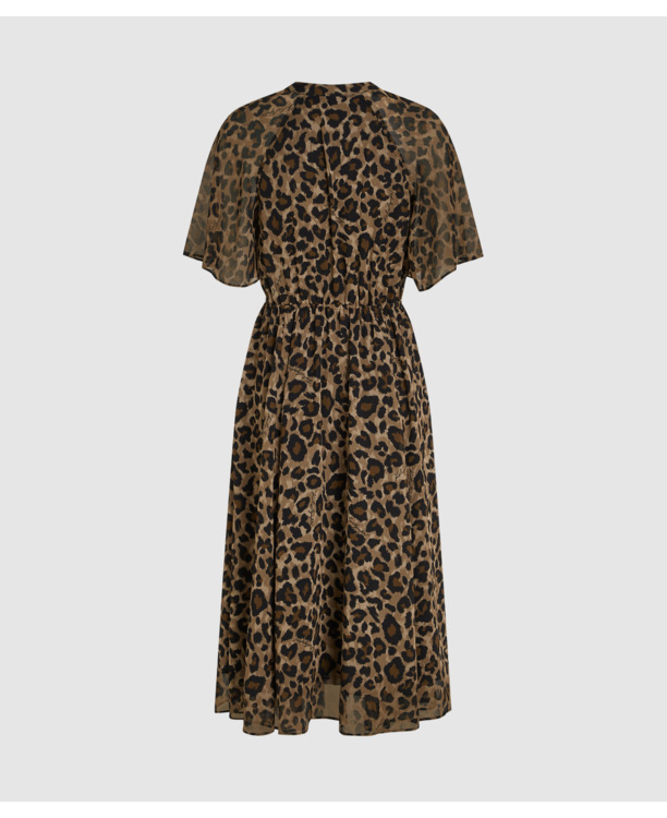 LEOPARD AOP CHIFFON MIDI DRESS
