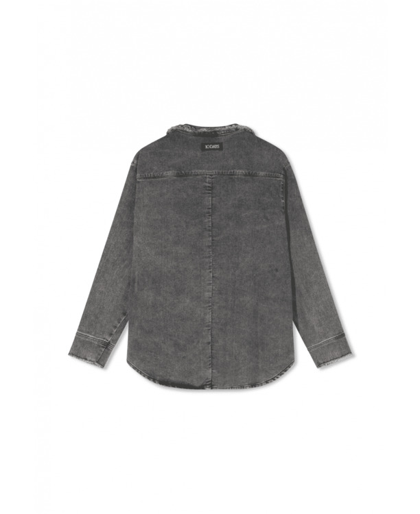 10DAYS Dames denim blouse shirt jog katoen mix