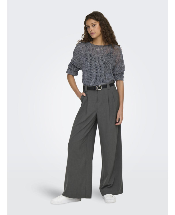 Wide Leg Fit Lange broek met wijde pijpen en riemlussen