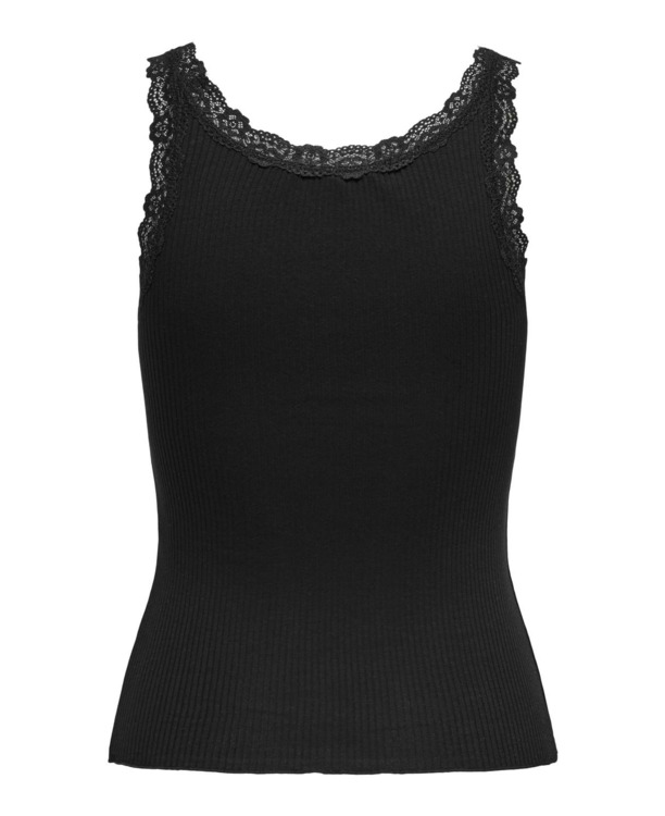 Regular Fit U-Neck Sleeveless (S/L) BASIC Mouwloze tanktop met U-hals en kanten detail