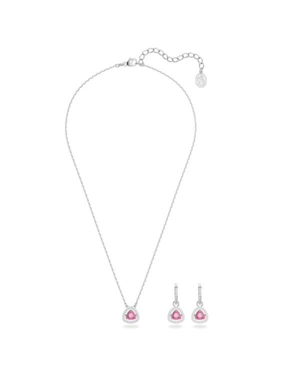 Una Millenia Dc Set tri Rhodium shiny Fancy Pink Crystal
