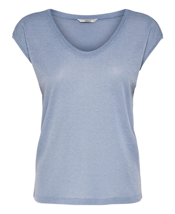 onlSILVERY S/S V NECK LUREX TOP JRS