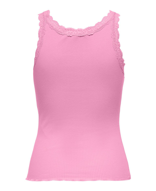 Regular Fit U-Neck Sleeveless (S/L) BASIC Mouwloze tanktop met U-hals en kanten detail