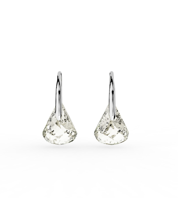 Lunar Pierced Earrings Rhodium shiny Crystal Moonlight 2x