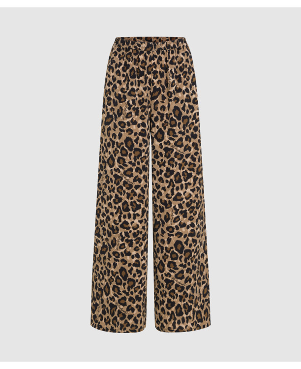 LEOPARD AOP WIDE LEG PANTS
