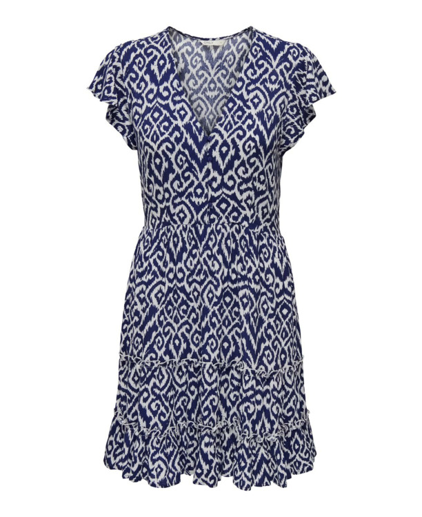 Regular Fit V-Neck Short Sleeves (S/S) Mini-lengte V-hals jurk met ruches voor dagelijks gebruik