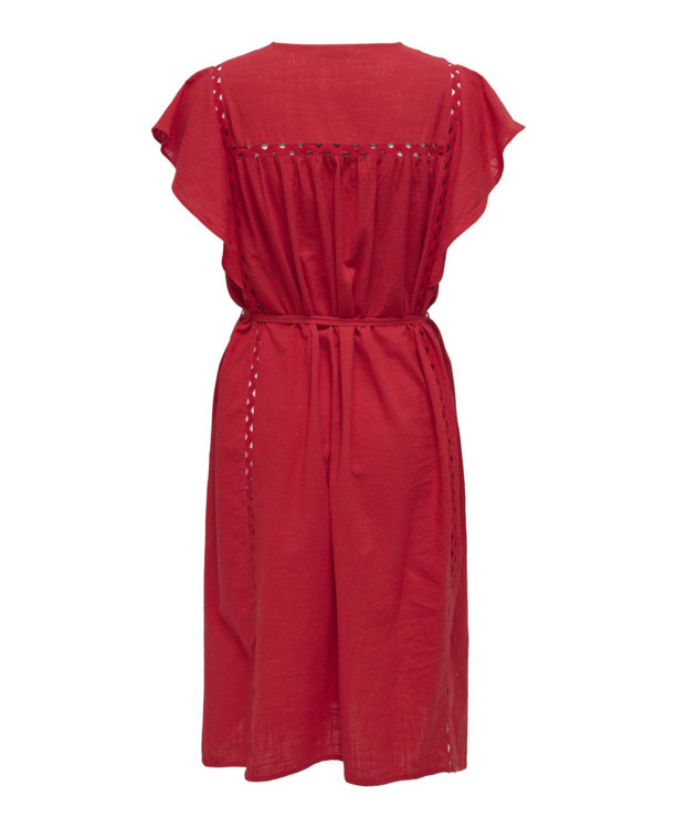 Regular Fit V-Neck 2/4 Sleeves (2/4) Zomerjurk met sierlijke V-hals en kanten detail