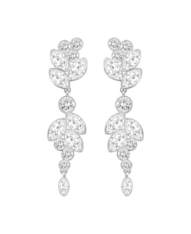Diapason Pierced Earrings Medium OU Rhodium shiny Crystal