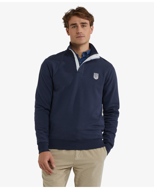 Zip Mock Sweatshirt 100% Cotton Heren
