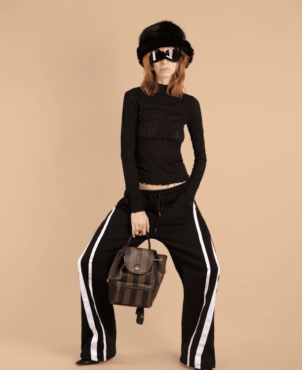 Stripe detail comfy wide trousers