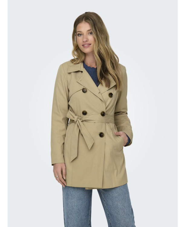 Spread Collar Trenchcoat met dubbele rij knopen