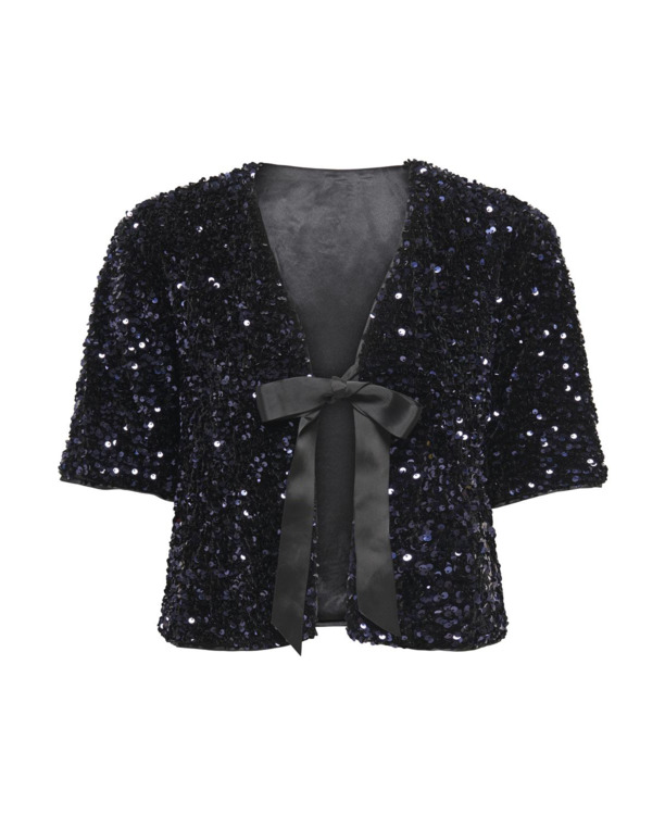 Regular Fit O-Neck 2/4 Sleeves (2/4) Feesttop met strikdetail en koordsluiting voor een glamoureuze look