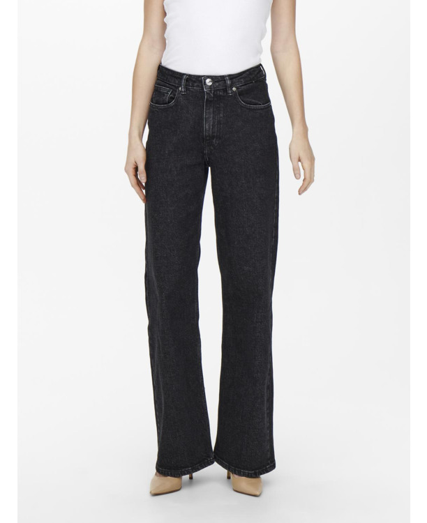 Wide Leg Fit Jeans met wijde pasvorm en hoge taille en achterzakken