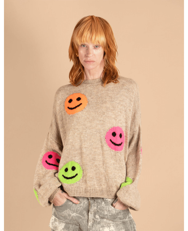 Smiley patches sweater